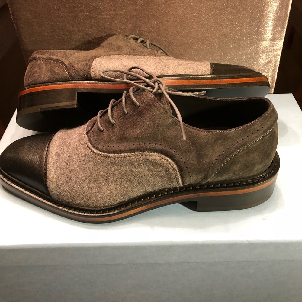 Authentic Lanvin Paris Gray Lace-Up Women’s Oxford - Picture 2 of 8